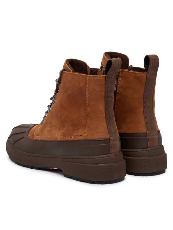 Tommy Hilfiger Gležnjače Tommy Hilfiger Outdoor Rubber Lth Boot Wpm FM0FM05957 Smeđa