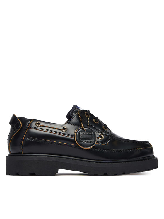 Tommy Jeans Półbuty Tommy Jeans Archive '01 Boat Shoe Lthr EM0EM01705 Czarny