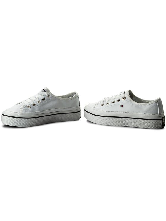 Tommy Hilfiger Teniszcipő Tommy Hilfiger Corporate Flatform Sneaker FW0FW02456 Fehér