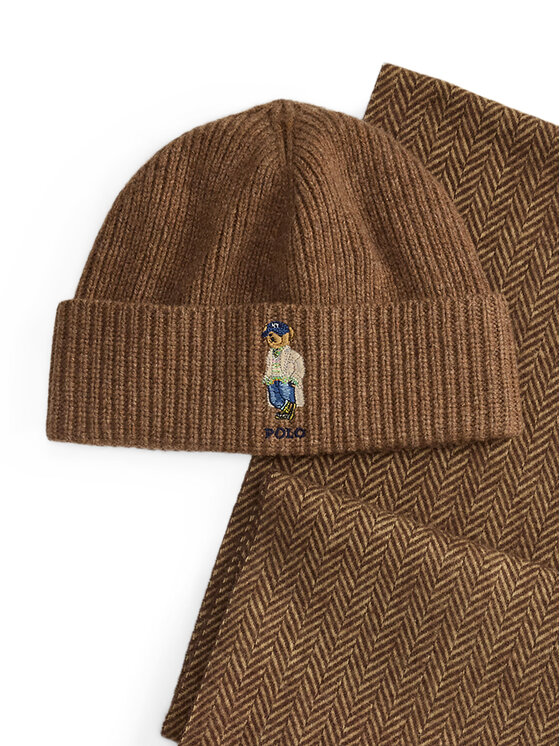 Polo Ralph Lauren Комплект шал и шапка Polo Ralph Lauren 449P20309001 Кафяв