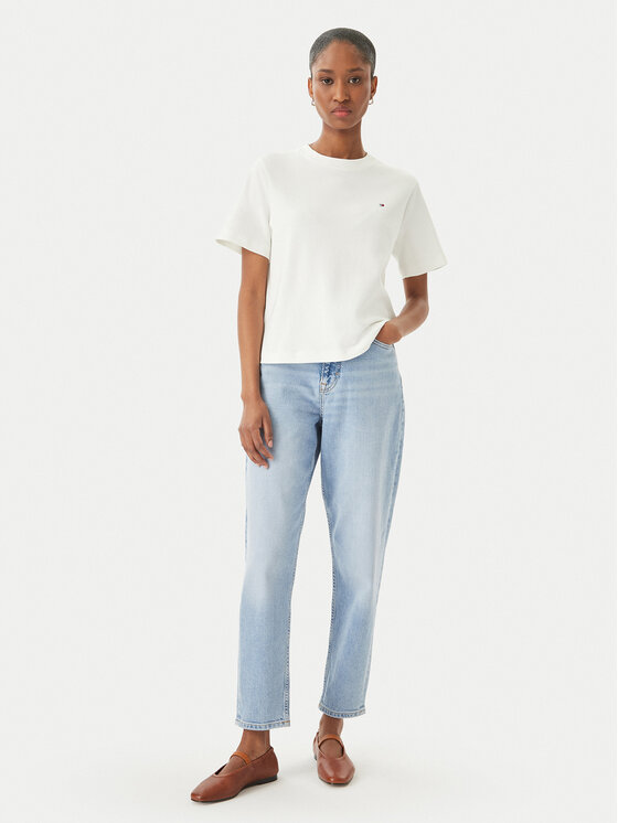 Tommy Hilfiger Tommy Hilfiger Camiseta WW0WW49646 Blanco Boxy Fit