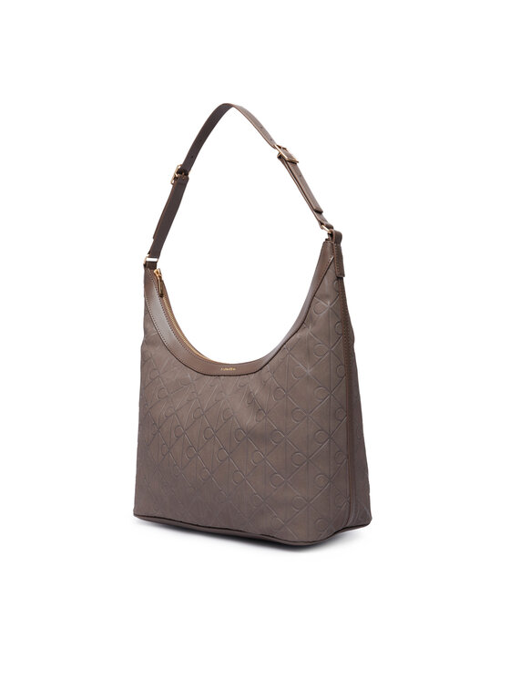 Calvin Klein Borsetta Calvin Klein Emblem Aop Sueded M Shoulder Bag LV04F3881G Beige