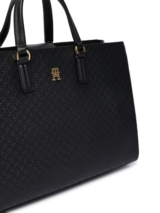 Tommy Hilfiger Torbica Tommy Hilfiger Th Daily Satchel Mono AW0AW18418 Crna