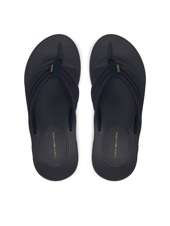 Tommy Hilfiger Japonke Tommy Hilfiger Molded Hilfiger Lth Beach Sandal FM0FM05802 Mornarsko modra