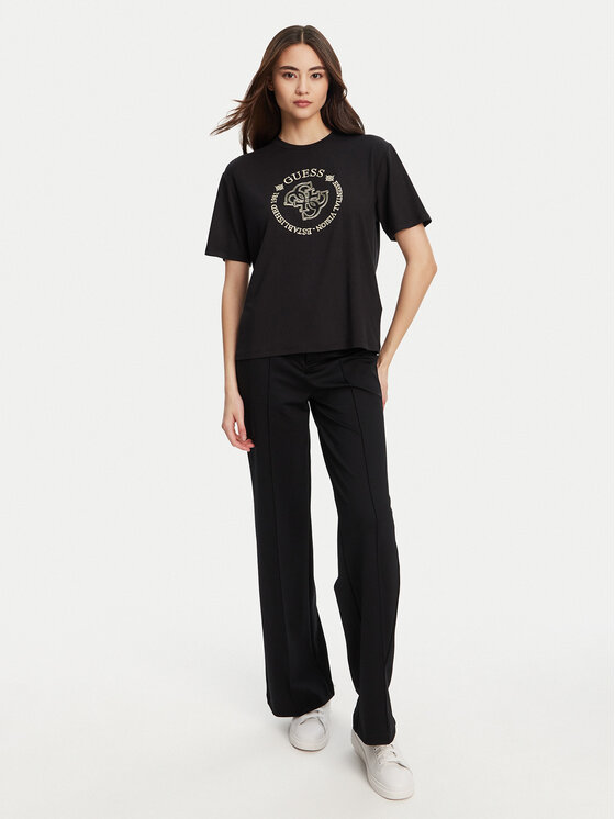Guess Guess Футболка V5YI05 KCOA2 Чорний Regular Fit