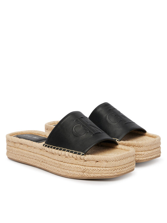 Calvin Klein Espadrilles Calvin Klein Flatf Espa Mule Lth Mg HW0HW03027 Fekete