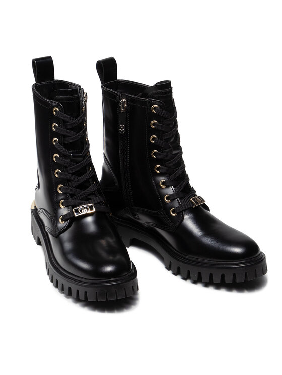 Tommy Hilfiger Žygio batai Tommy Hilfiger Polished Leather Lace Up Boot FW0FW06008 Juoda