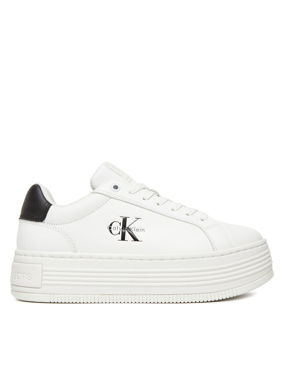 Calvin Klein Jeans Laisvalaikio batai Calvin Klein Jeans Bold Flatf Low Lace Lth YW0YW01878 Balta