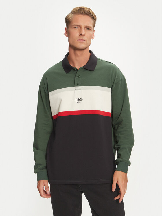 Quiksilver Quiksilver Polo marškinėliai Mercury Rugby AQYKT03125 Žalia Loose Fit
