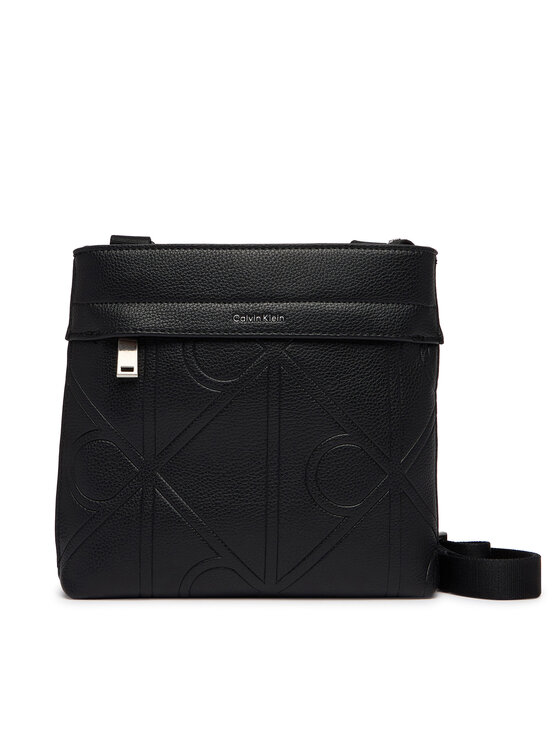 Calvin Klein Geantă crossover Calvin Klein Emblem Emboss Slim Flatpack LV04D3370G Negru