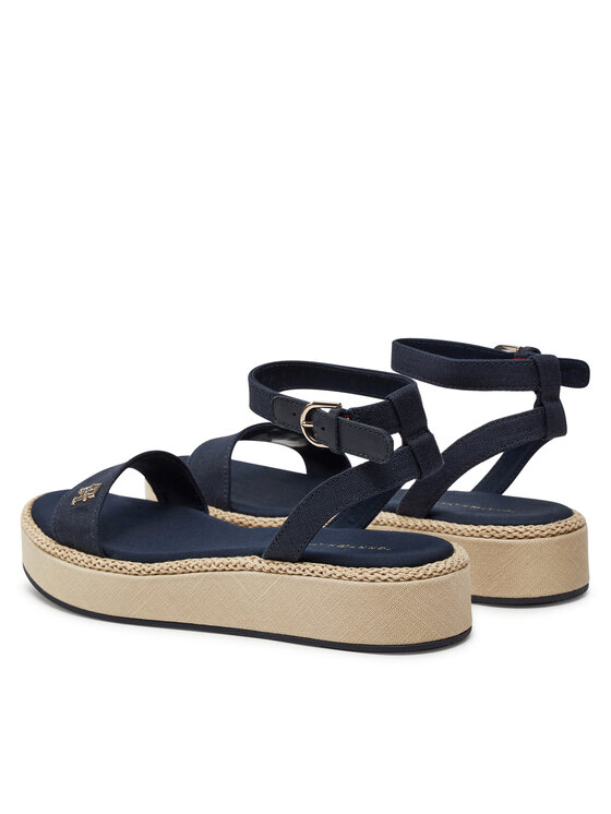 Tommy Hilfiger Basutės Tommy Hilfiger Linen Flatform FW0FW07748 Tamsiai mėlyna