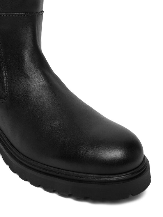 Tommy Hilfiger Cizme Tommy Hilfiger Th Lthr Cleated Long Boot FW0FW08985 Negru