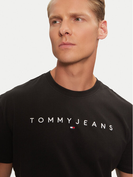 Tommy Jeans Tommy Jeans Marškinėliai Linear Logo DM0DM20744 Juoda Regular Fit