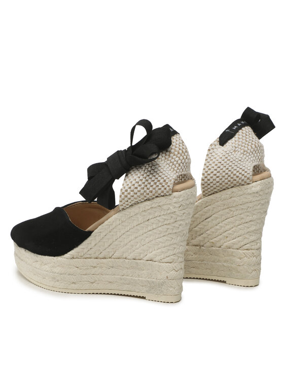 Manebi Еспадрильї Manebi Heart-Shaped Wedge Espadrilles K 1.0 WH Чорний