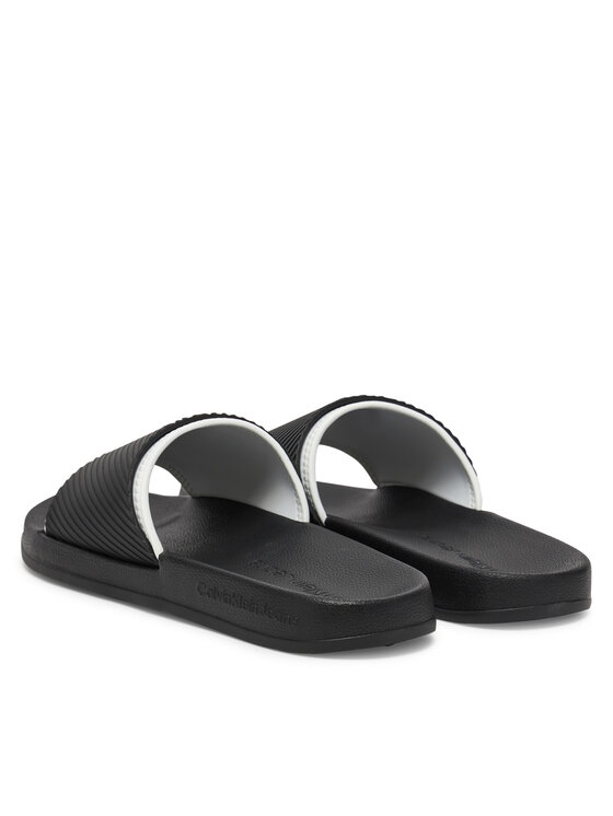 Calvin Klein Jeans Klapki Calvin Klein Jeans Slide Rubber Neoprene Text YM0YM01234 Czarny