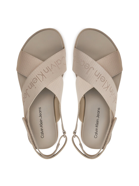 Calvin Klein Jeans Sandali Calvin Klein Jeans Flatform Sandal Sling In Mr YW0YW01362 Beige