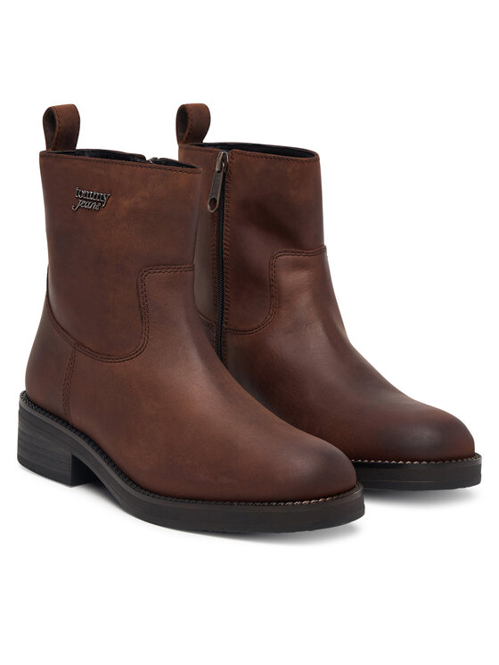 Tommy Jeans Μποτάκια Tommy Jeans Tjw Soft Sole Chelsea Boots Lth EN0EN03080 Καφέ