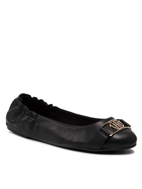 Tommy Hilfiger Балеринки Tommy Hilfiger Th Essential Leather Ballerina FW0FW06096 Черен