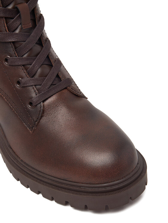 Tommy Hilfiger Bakancs Tommy Hilfiger Block Heel Buckled Lace-Up Boot FW0FW09578 Barna