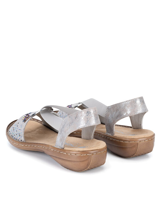 Rieker Sandały Rieker 60880-90 Srebrny
