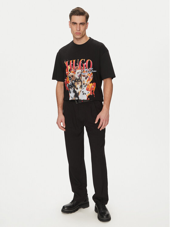 HUGO HUGO Футболка Dugie 50538259 Чорний Oversize
