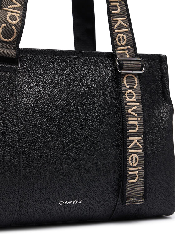 Calvin Klein Ročna torba Calvin Klein Webbing Adj Strap Tote LV04F3644G Črna