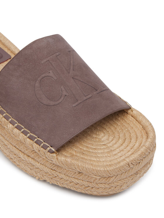 Calvin Klein Еспадрили Calvin Klein Flatf Espa Mule Nub Mg HW0HW02890 Кафяв