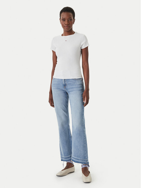 Tommy Jeans Tommy Jeans Camiseta Smock Seersucker DW0DW22219 Blanco Slim Fit