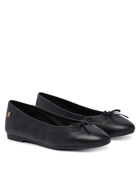 Tommy Hilfiger Baleriny Tommy Hilfiger Hilfiger Smooth Lthr Ballet FW0FW09241 Czarny