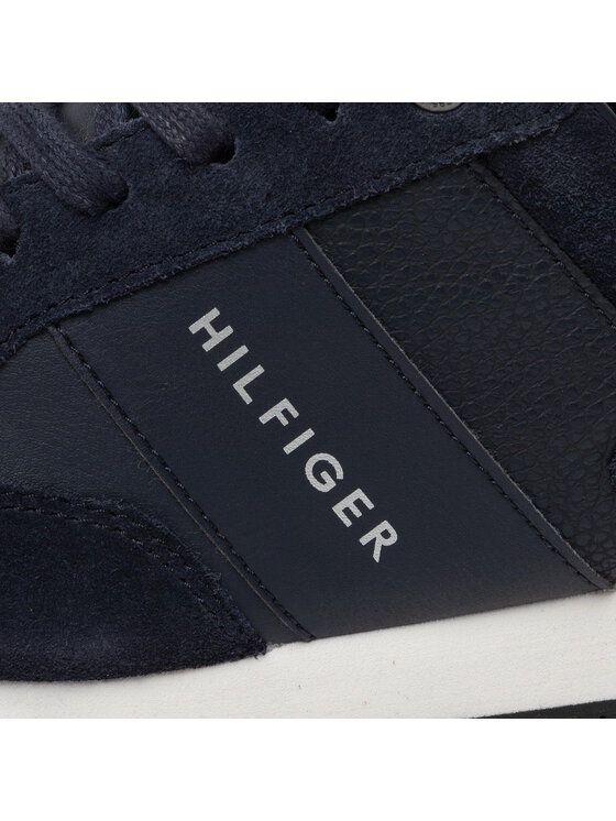 Tommy Hilfiger Сникърси Tommy Hilfiger Iconic Leather Suede Mix Runner FM0FM00924 Тъмносин