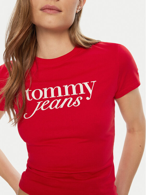 Tommy Jeans Tommy Jeans T-shirt Essential DW0DW19447 Rosso Slim Fit