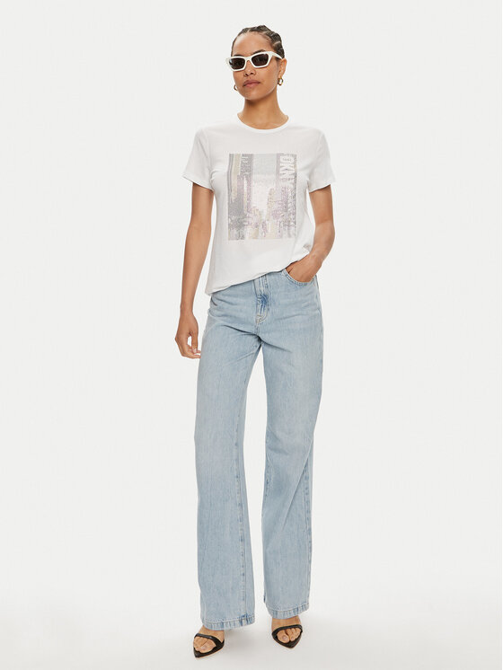 DKNY DKNY T-shirt P4DHQWNA Bijela Regular Fit
