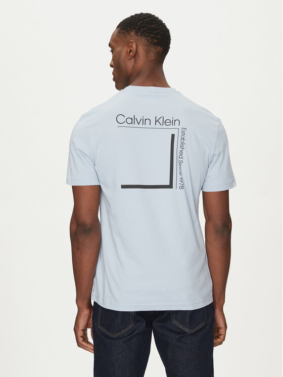 Calvin Klein Calvin Klein Camiseta Linear Box Logo K10K114152 Celeste Regular Fit