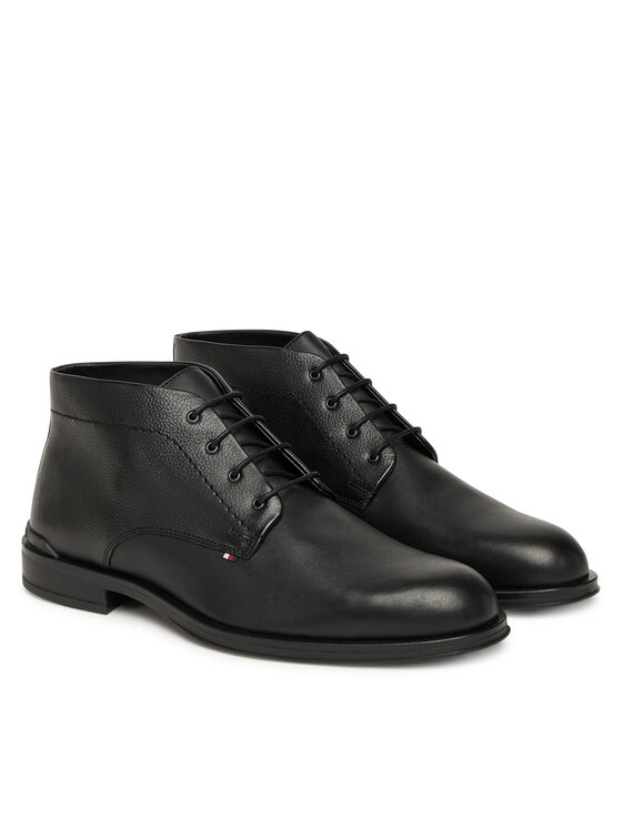 Tommy Hilfiger Ghete Tommy Hilfiger Corporate Hilfiger Lth Boot FM0FM05697 Negru