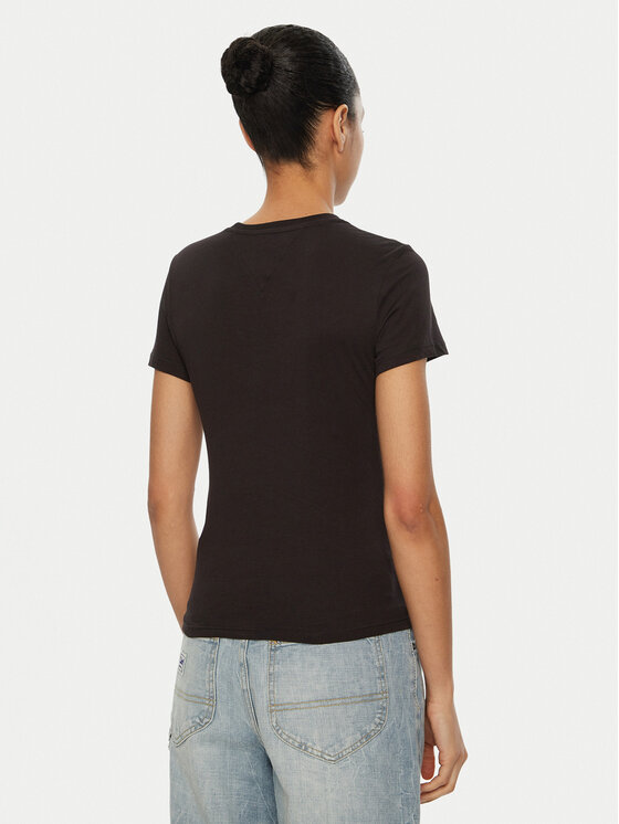 Tommy Jeans Tommy Jeans Póló Essential DW0DW19447 Fekete Slim Fit