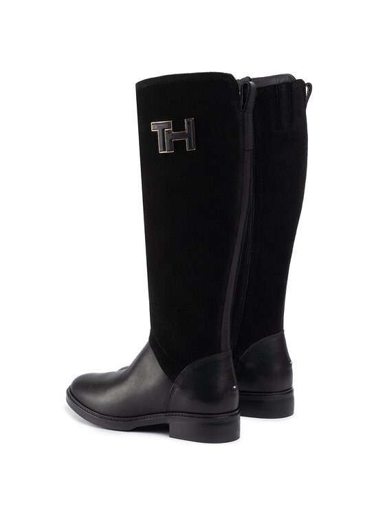 Tommy Hilfiger Jahalni škornji Tommy Hilfiger Essential Suede Longboot FW0FW04322 Črna