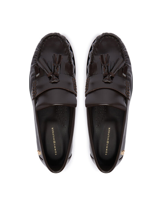 Tommy Hilfiger Čevlji brez vezalk Tommy Hilfiger Tassel Abrasivato FW0FW09460 Temno rjava