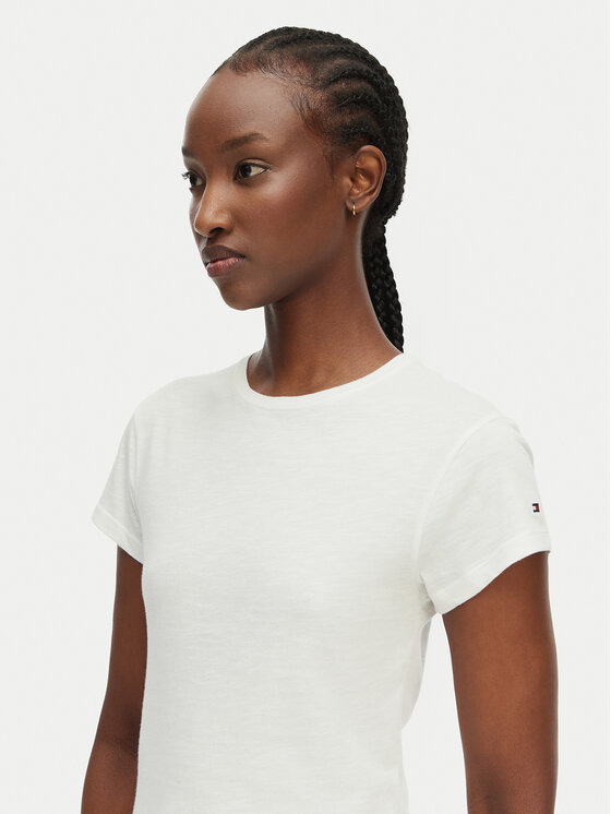 Tommy Hilfiger Tommy Hilfiger Camiseta WW0WW48702 Blanco Slim Fit