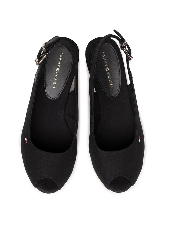 Tommy Hilfiger Espadrillas Tommy Hilfiger Iconic Elba Sling Back Wedge FW0FW04788 Nero