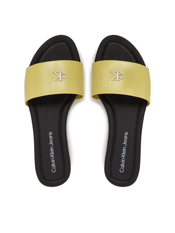 Calvin Klein Jeans Natikači Calvin Klein Jeans Flat Sandal Slide Mg YW0YW01697 Rumena