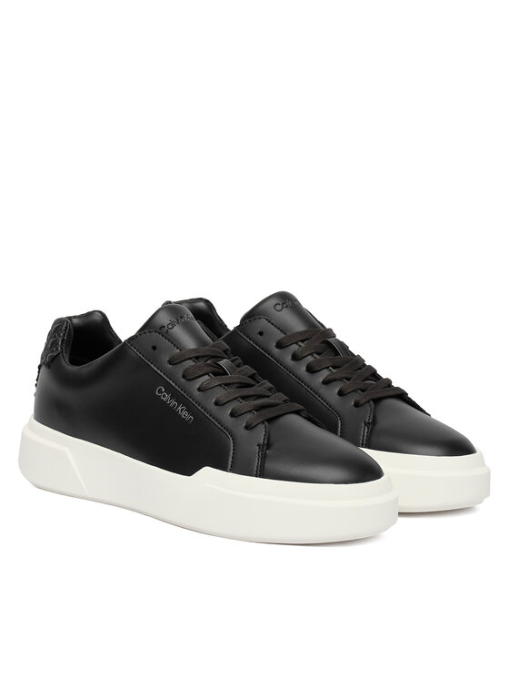 Calvin Klein Sneakersy Calvin Klein Chunky Cupsole Laceup Lth Bt Aop YW0YW02036 Czarny