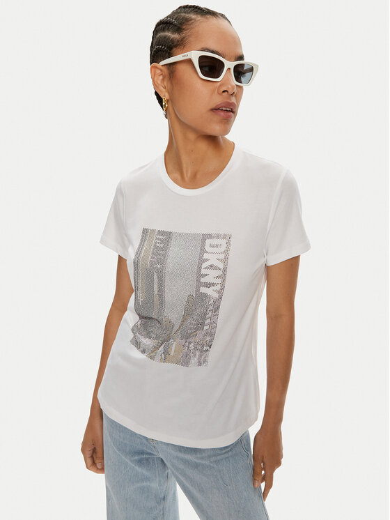 DKNY DKNY Majica P4DHQWNA Bela Regular Fit
