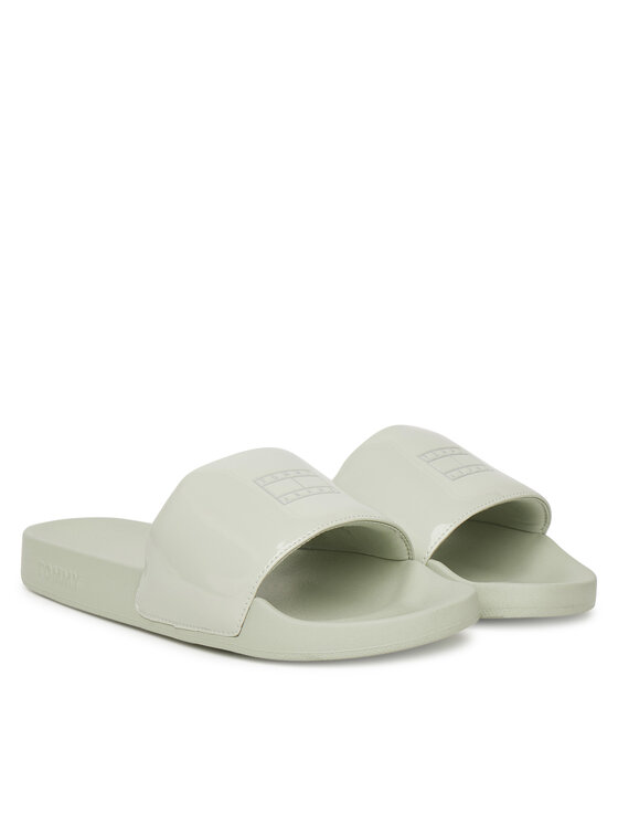 Tommy Jeans Чехли Tommy Jeans Flag Pool Slide Patent EN0EN02901 Зелен