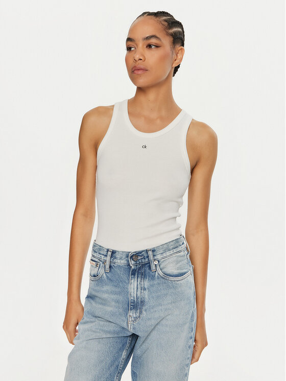 Calvin Klein Calvin Klein Top Graphic K20K208065 Blanco Slim Fit