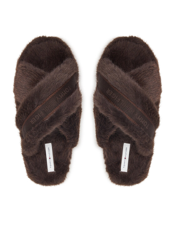 Tommy Hilfiger Bačkory Tommy Hilfiger Th Feminine House Shoes FW0FW09615 Tmavě hnědá