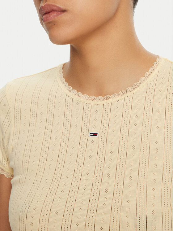 Tommy Jeans Tommy Jeans Majica DW0DW19493 Rumena Slim Fit