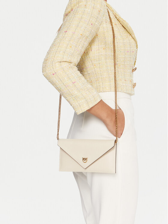 PINKO Geantă PINKO Flat Purse Mini AI 25-26 PCPL 105347 A0F1 Écru