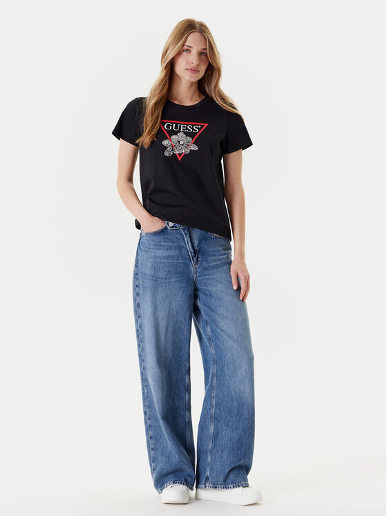 Guess Guess Футболка W5YI38 I3Z14 Чорний Regular Fit