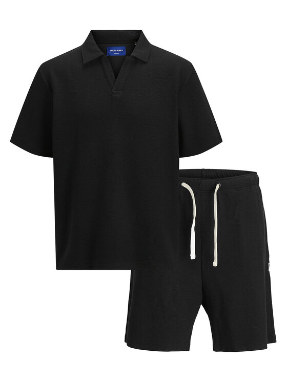 Jack & Jones Jack & Jones Komplet polo majica in hlače Slington 12281841 Črna Relaxed Fit