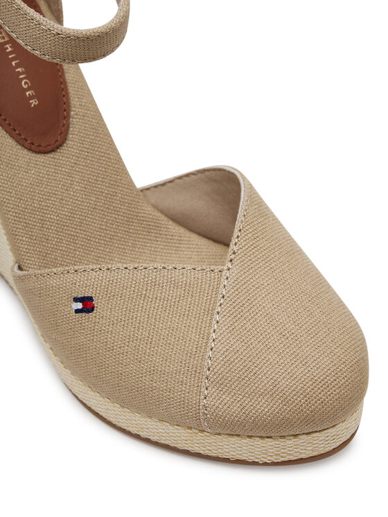 Tommy Hilfiger Pusbačiai Tommy Hilfiger Flag High Wedge Espad Closed Toe FW0FW08494 Smėlio